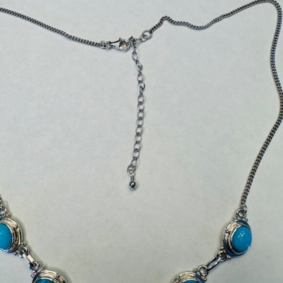 Vintage Sterling Silver Turquoise Necklace - Picture 4 of 6